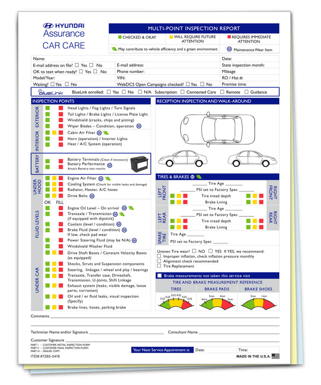 Hyundai Multi-Point Vehicle Checkup - 3-part