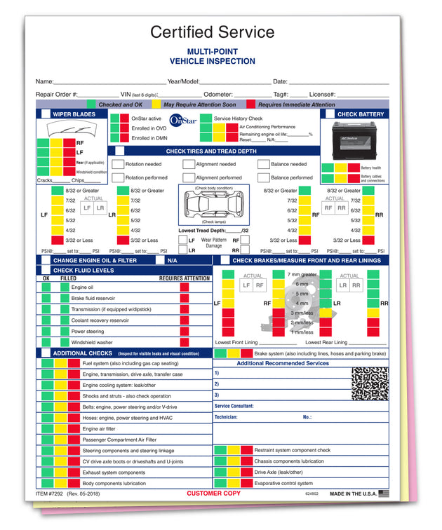 Multi-Point Inspection Forms - Manufacturer Specific - GM