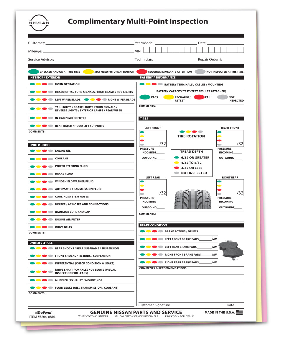 Multi-Point Vehicle Checkup- Manufacturer Specific-Nissan