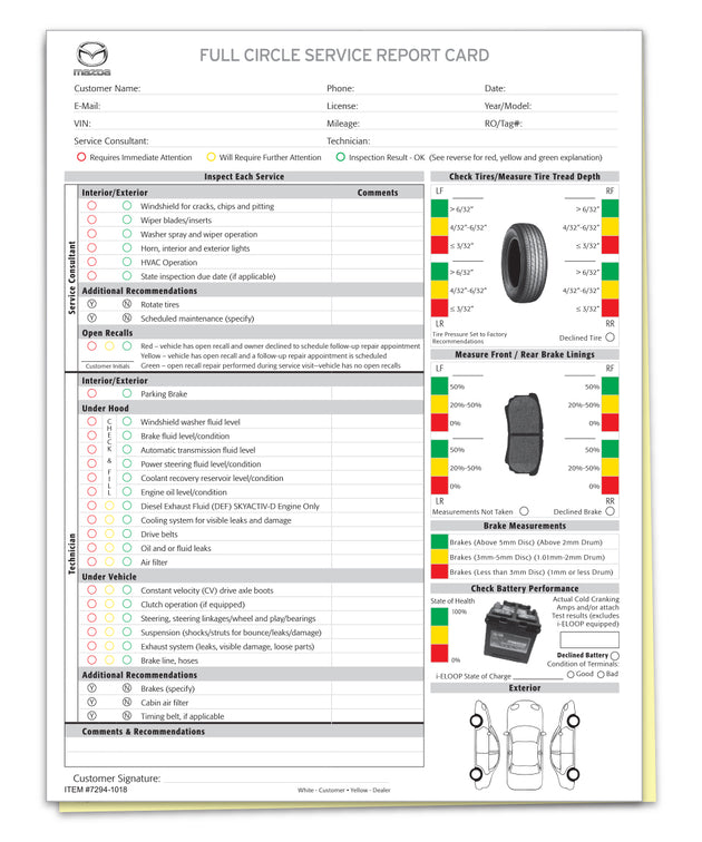 Multi-Point Inspection Forms - Manufacturer Specific - Mazda