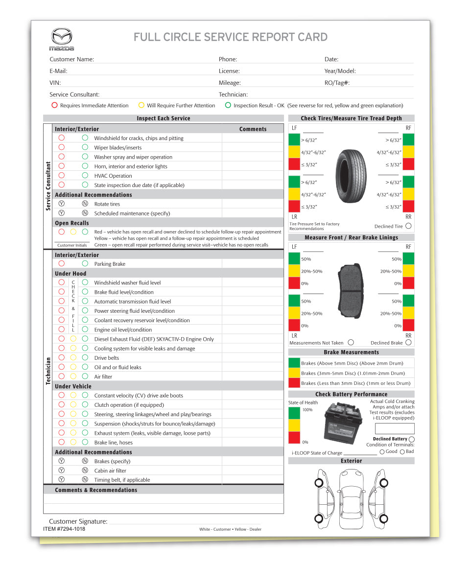 Multi-Point Inspection Forms - Manufacturer Specific - Mazda