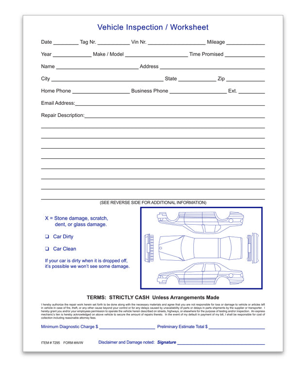 Vehicle Inspection Worksheet