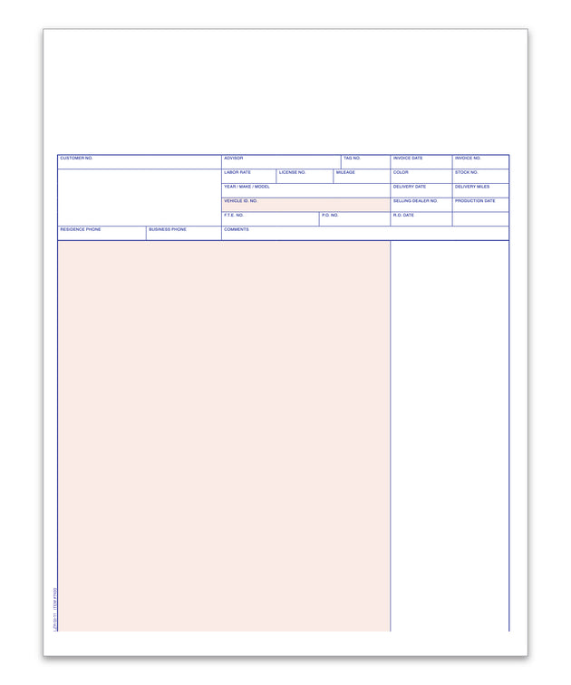 Laser Service Invoices - Form #LZR-SI-11