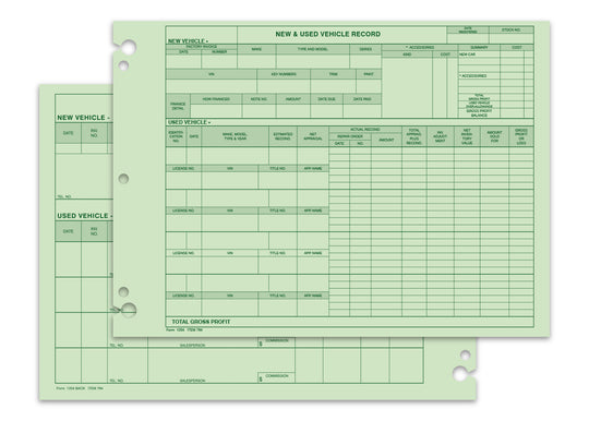 Vehicle Inventory Records - 2 sided