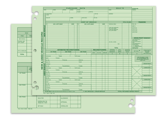 Vehicle Inventory Records - 2 sided