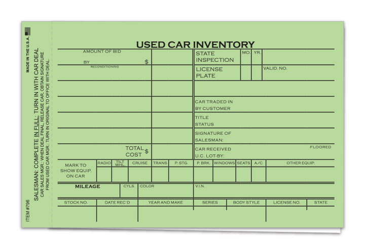 Used Car Inventory Cards