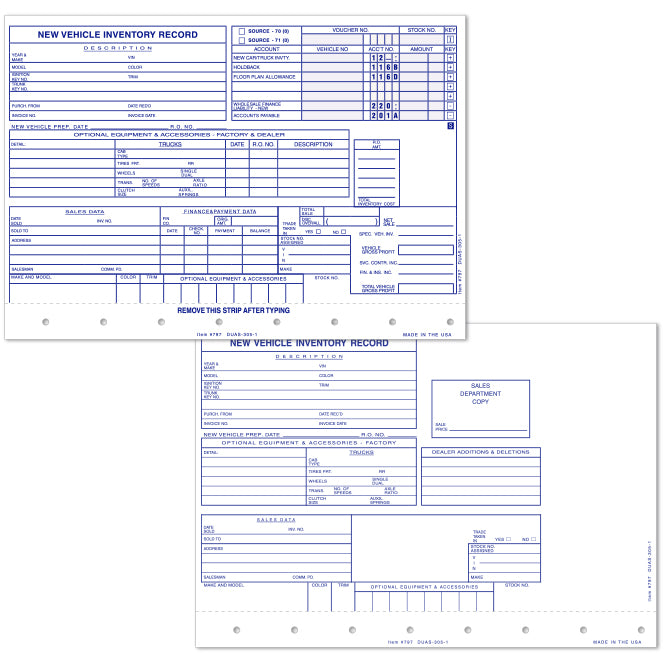 Vehicle Inventory Cards - New Vehicles
