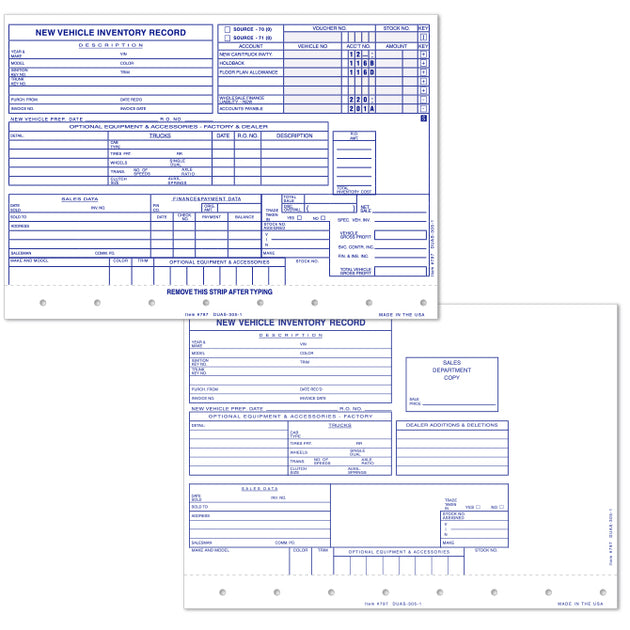 Vehicle Inventory Cards - New Vehicles