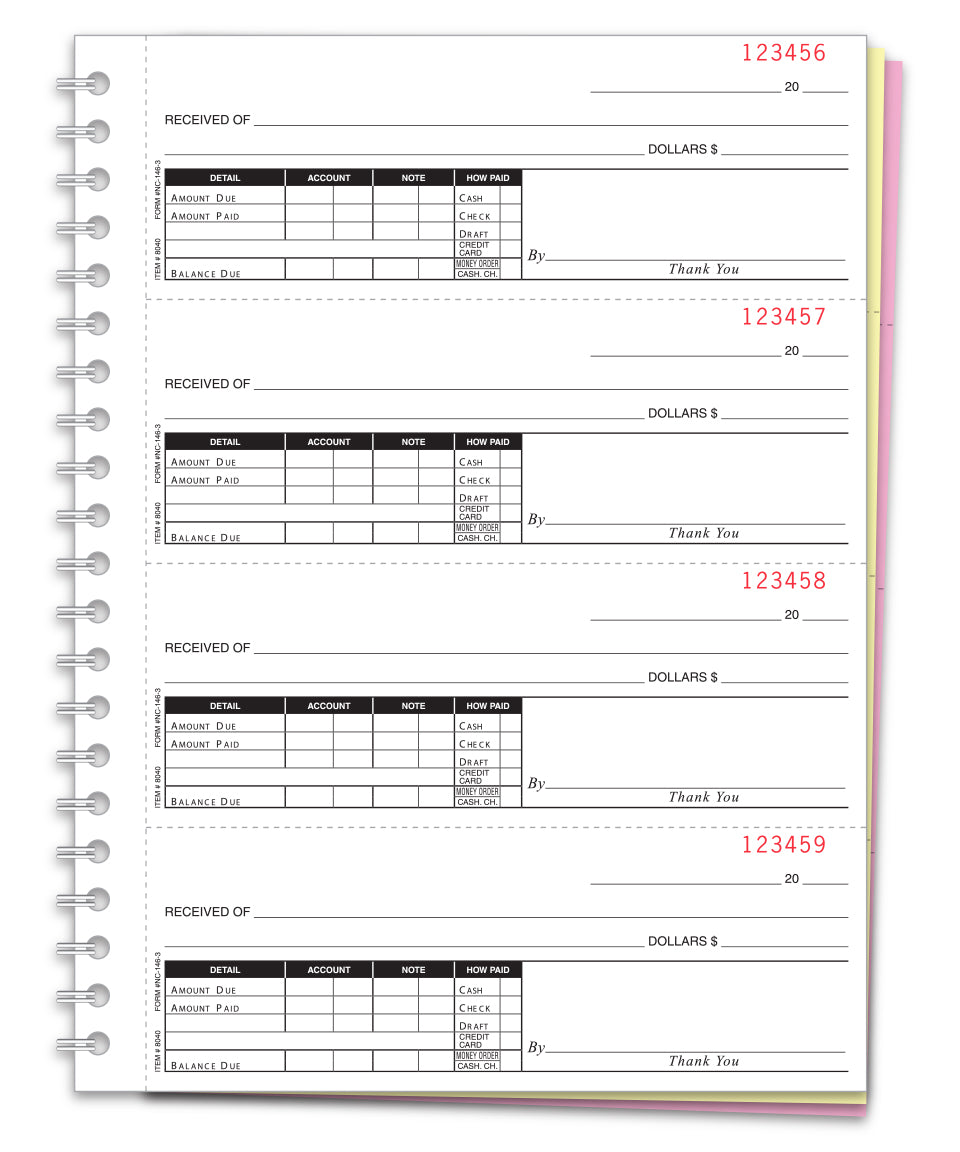 Cash Receipt Book - 3 Part