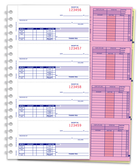 Cash Receipt Book - 1 Short, 2 Long