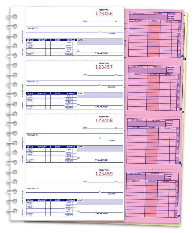 Cash Receipt Book - 1 Short, 2 Long