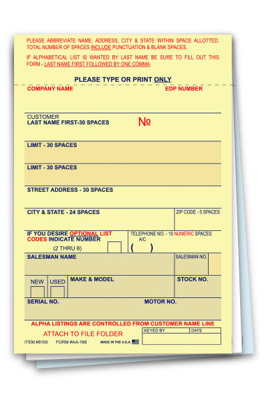 Vehicle Deal Labels (AA-168)