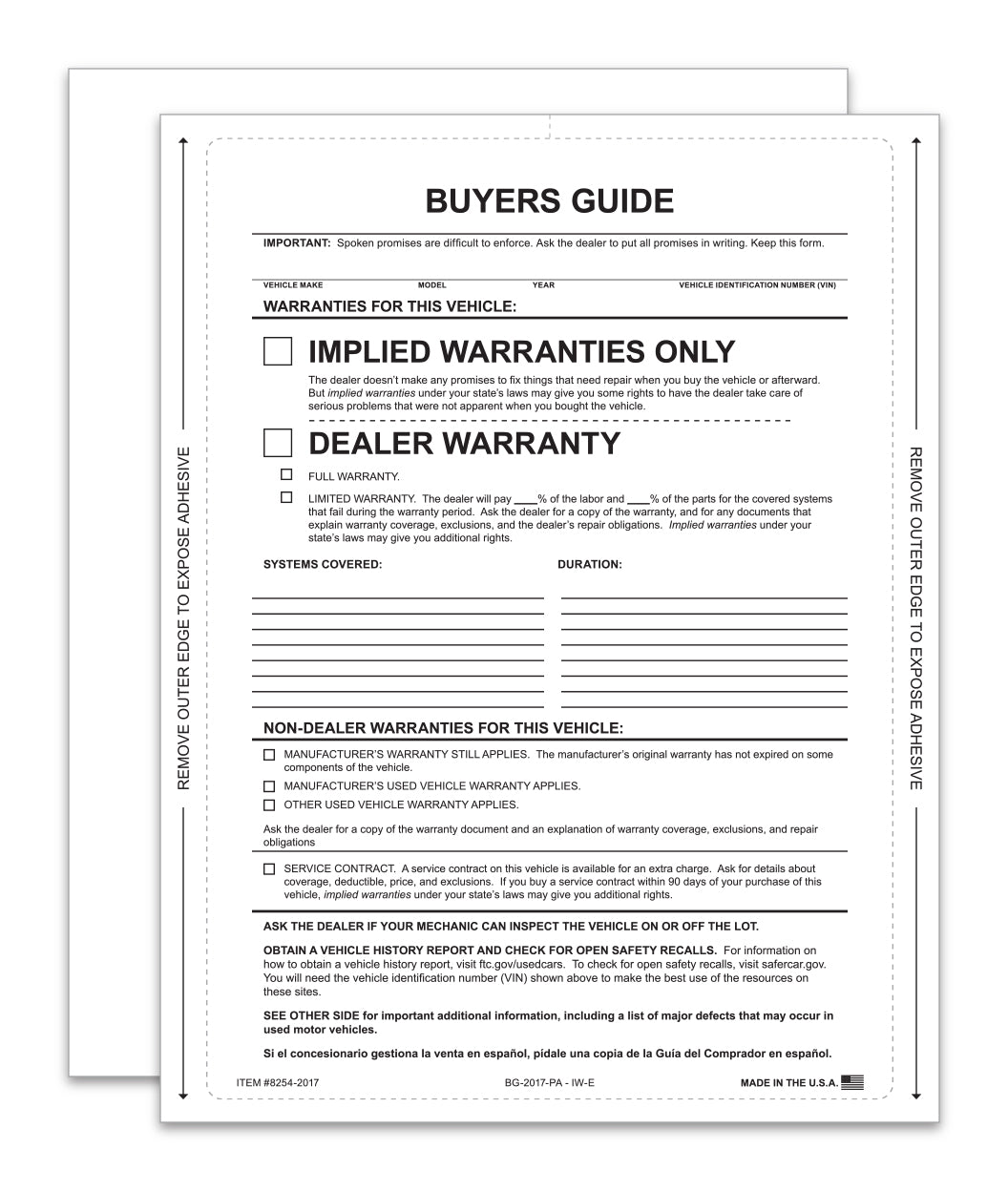 1-Part Interior Buyer's Guide - Implied Warranty