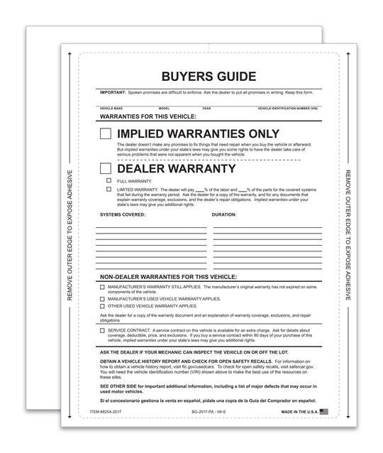 1-Part Interior Buyer's Guide - Implied Warranty