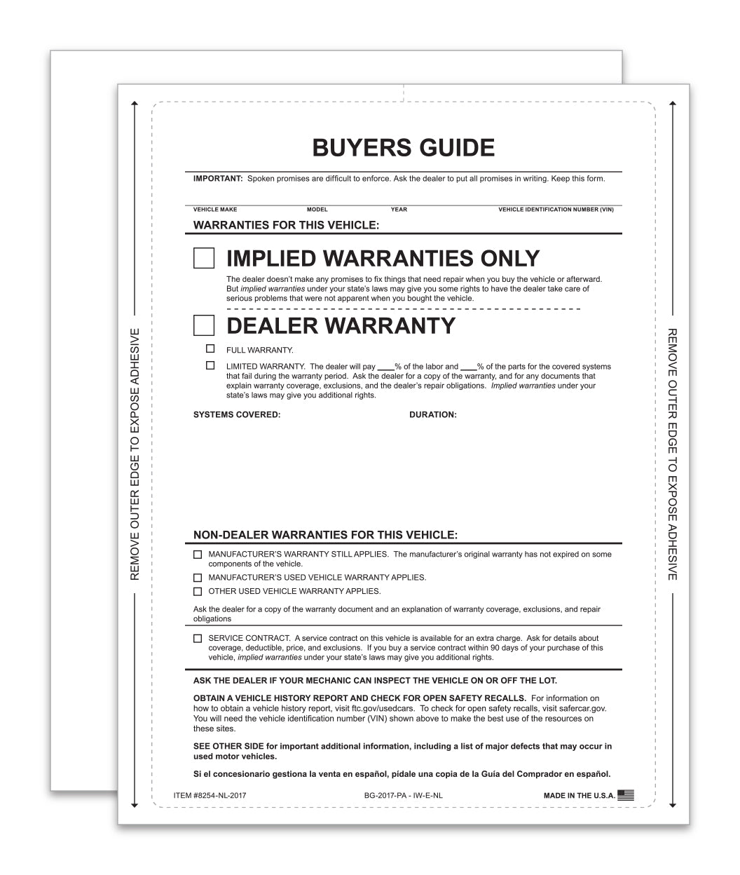 1-Part Interior Buyer's Guide - Implied Warranty
