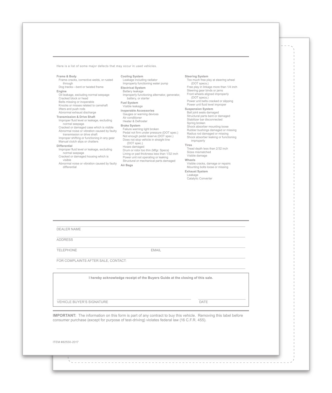 1-Part Buyers Guide - Blank on face with standard Buyers Guide backer
