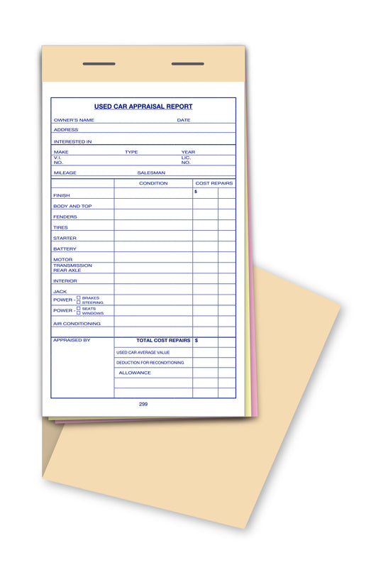 Used Vehicle Appraisal Books (2-Part, Snap-Out)