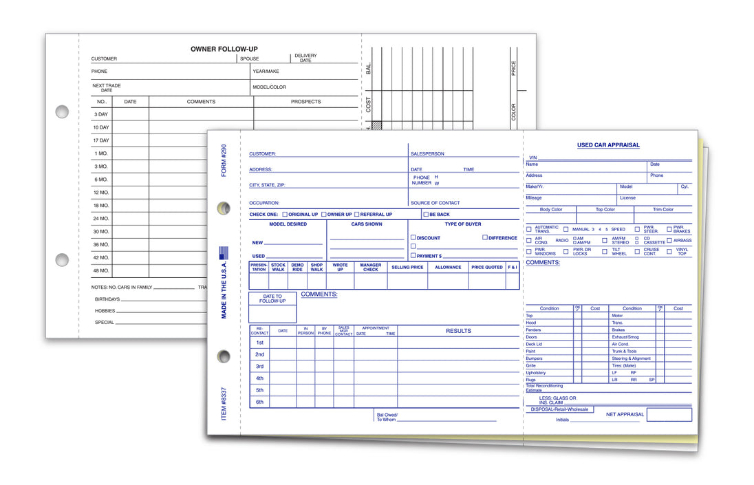 Used Vehicle Appraisal Forms