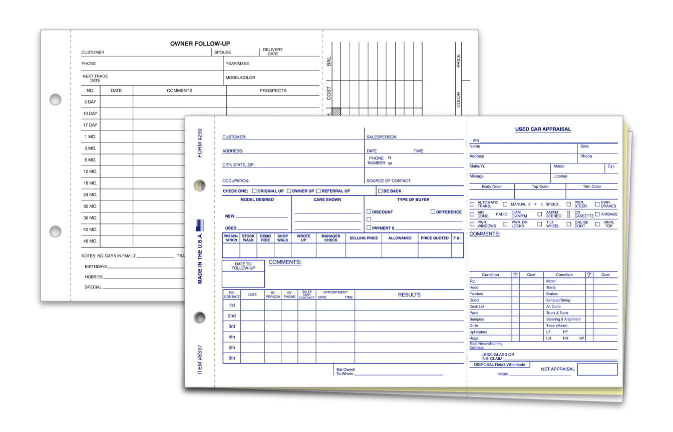 Used Vehicle Appraisal Forms