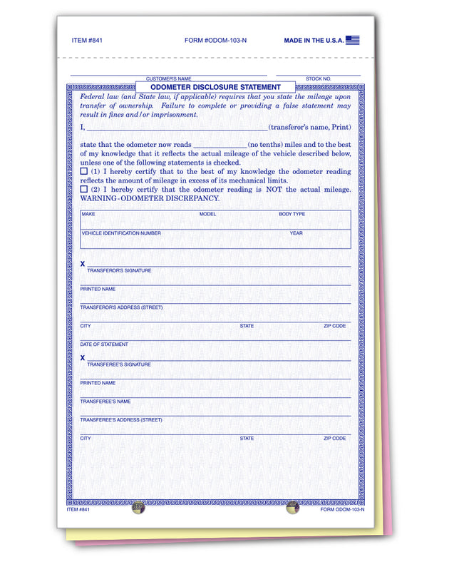 Odometer Disclosure Statement