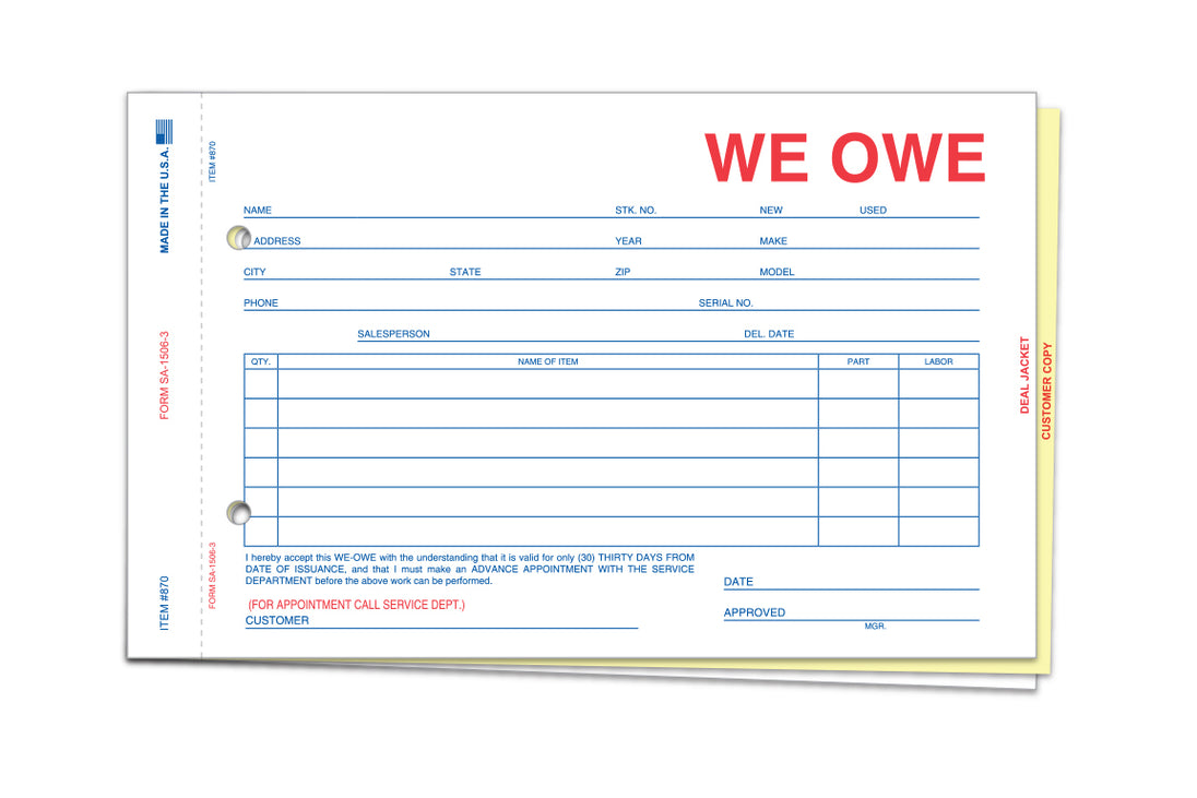 We Owe (3-Part Form)