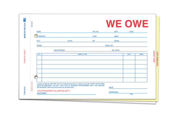 We Owe (3-Part Form)