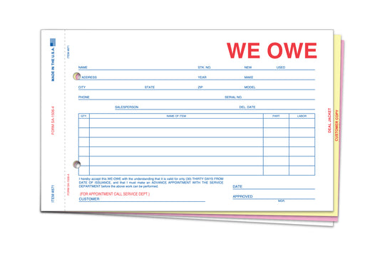 We Owe (4-Part Form) (OADA-41)