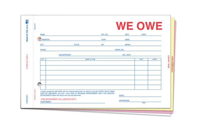 We Owe (4-Part Form) (OADA-41)