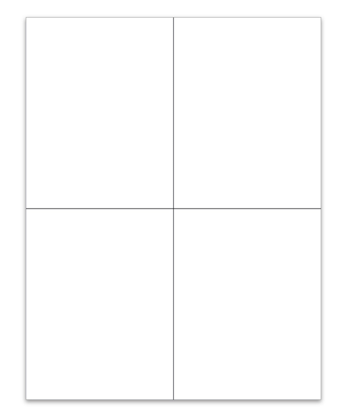 4.25" x 5.5" - 4 Up - Die Cut/Perfed BLANK, Ext. Laser Window Stick. - Qt